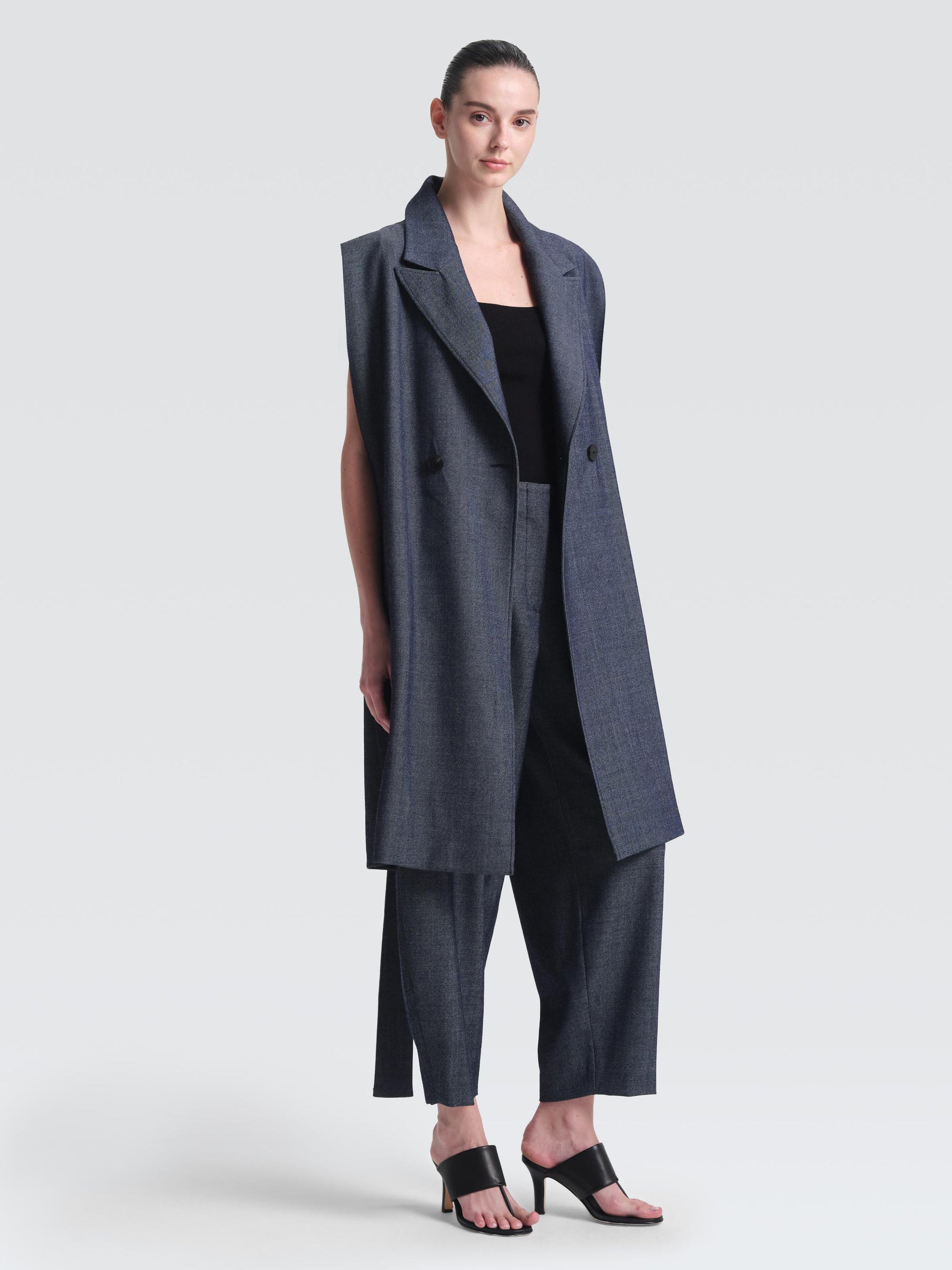 Linen Denim Hemming Gilet