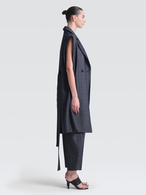 Linen Denim Hemming Gilet