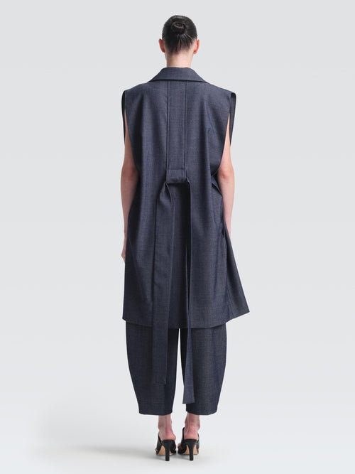 Linen Denim Hemming Gilet