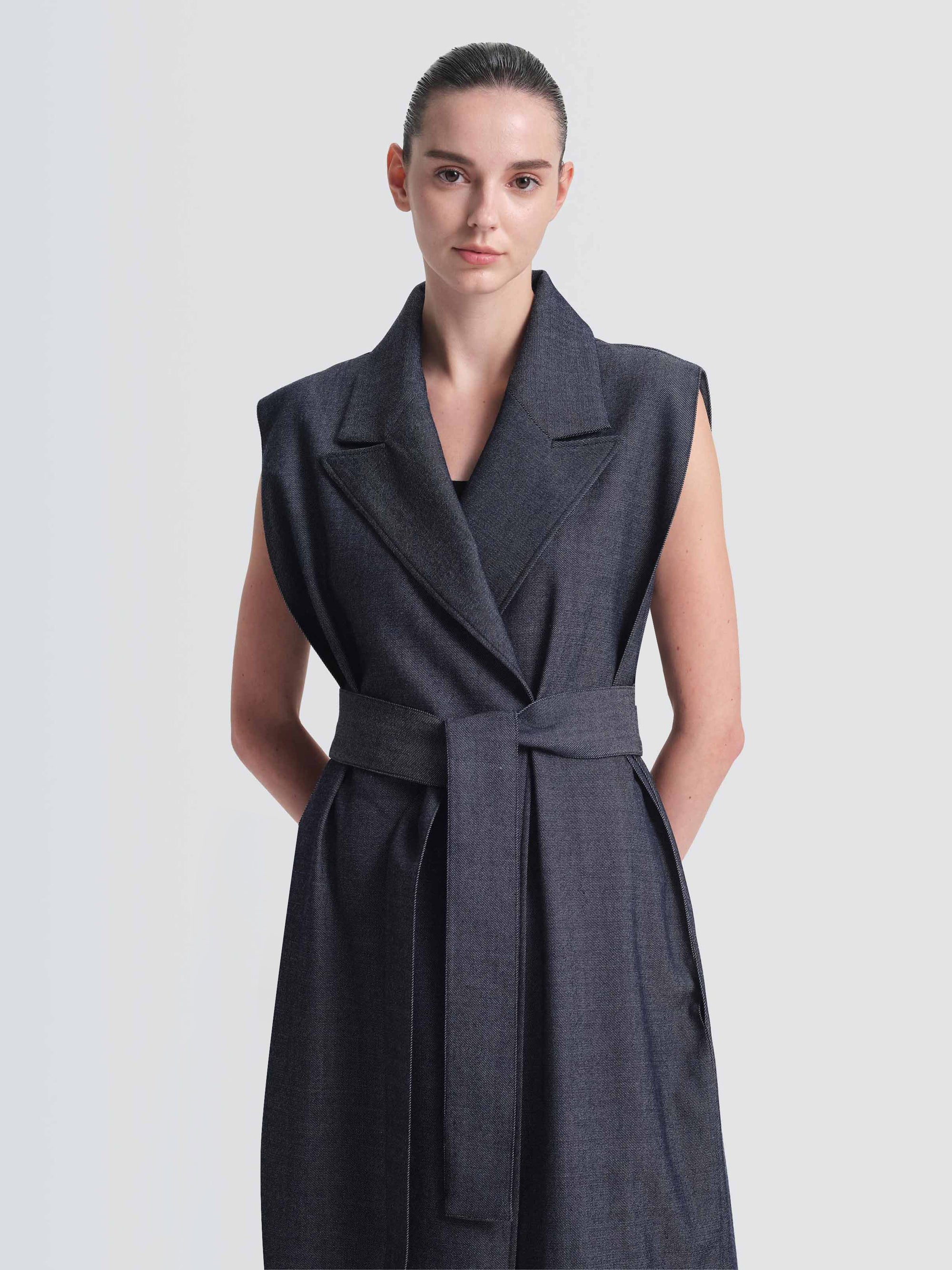 Linen Denim Hemming Gilet