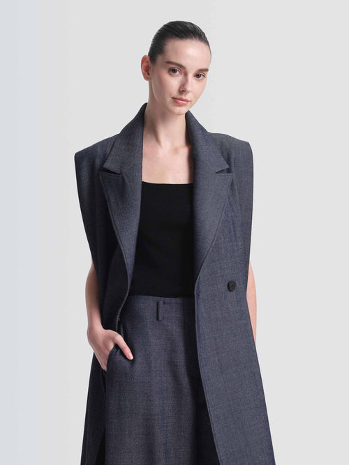 Linen Denim Hemming Gilet