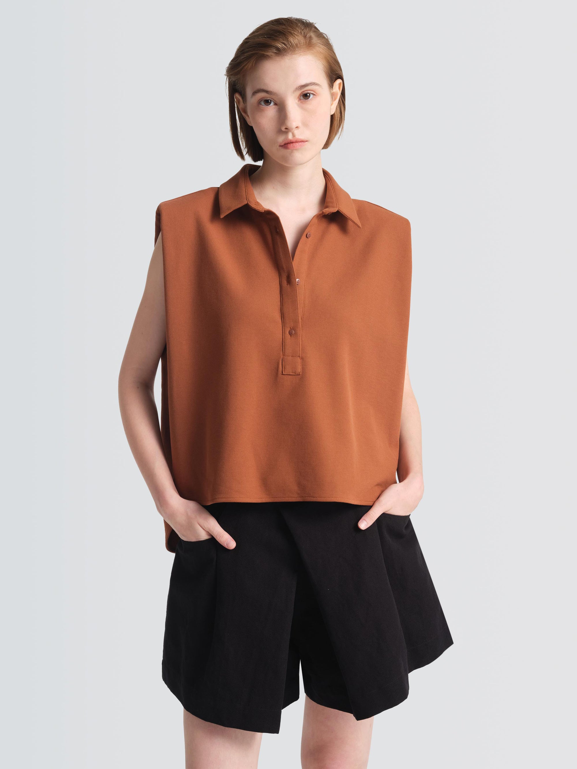 Cotton Pique Polo Top