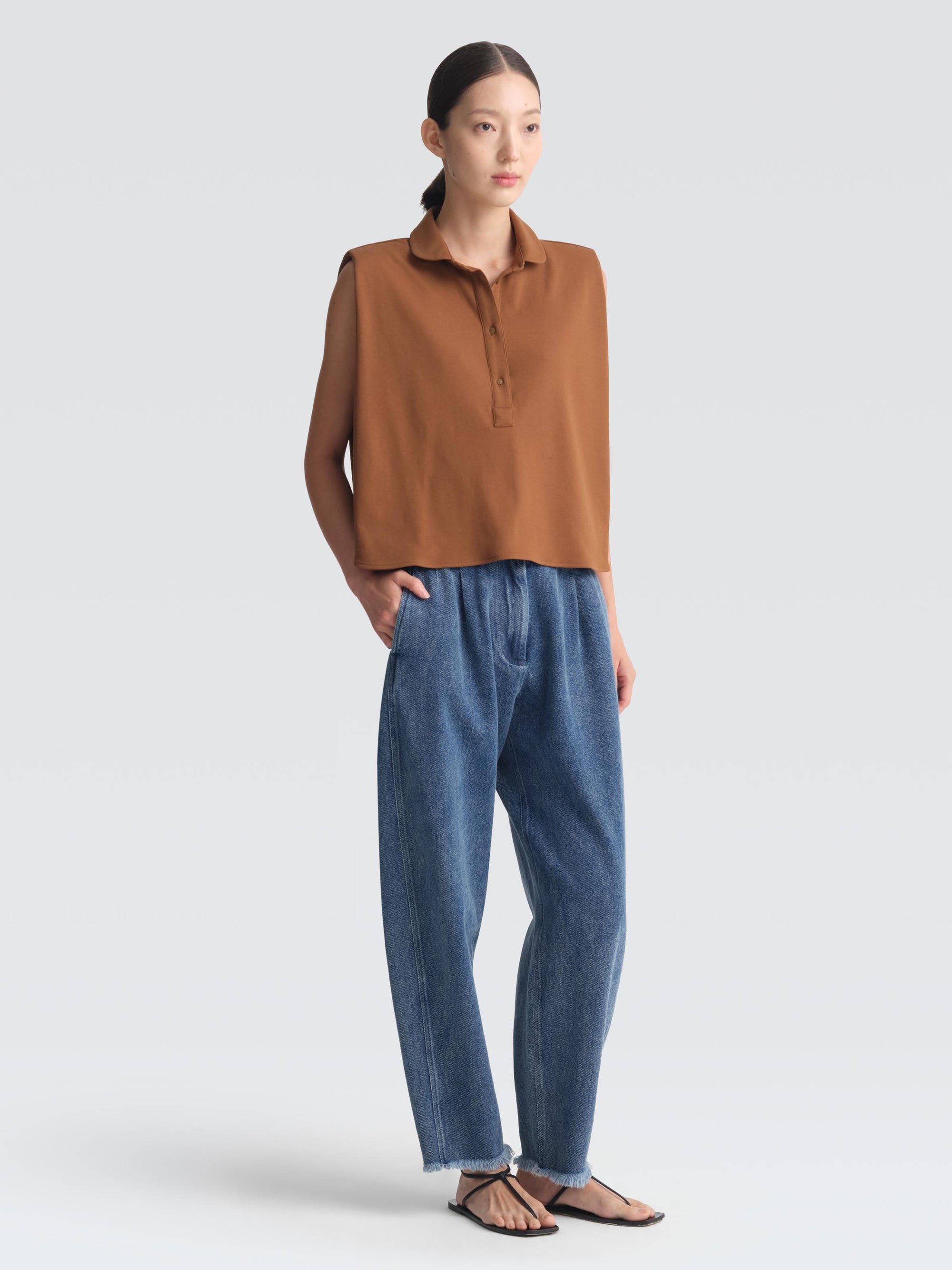 Cotton Pique Polo Top